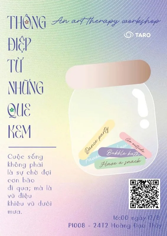 Poster art therapy workshop Thông điệp từ những que kem