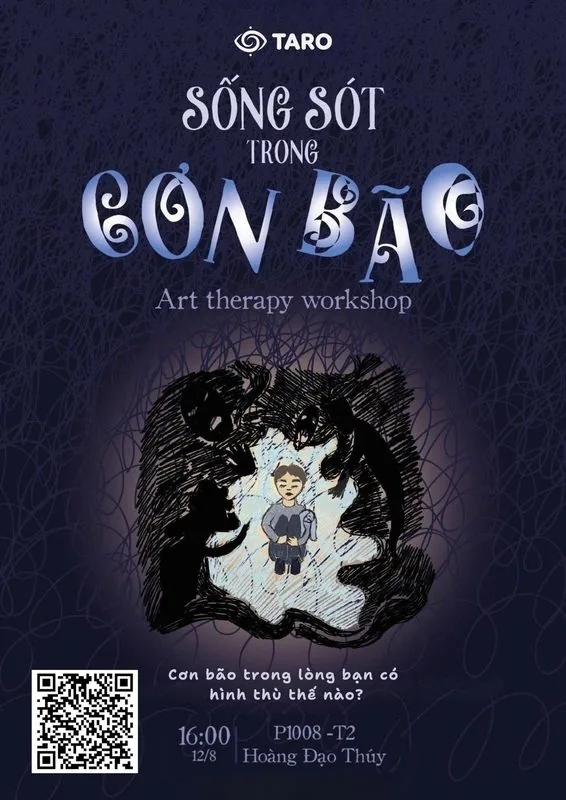 Poster art therapy workshop Sống sót trong cơn bão