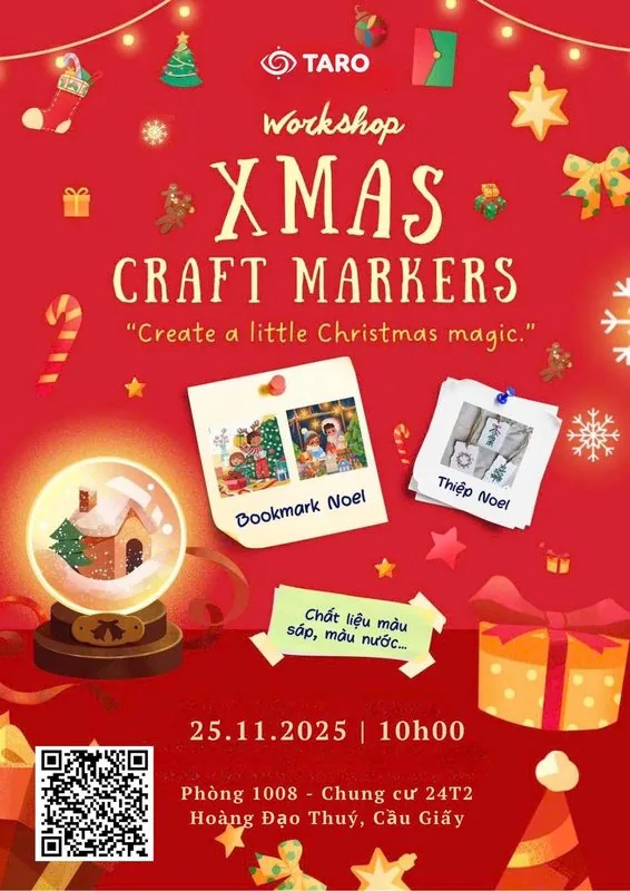 Poster workshop Xmas Craft Markers — làm bookmark và thiệp Noel